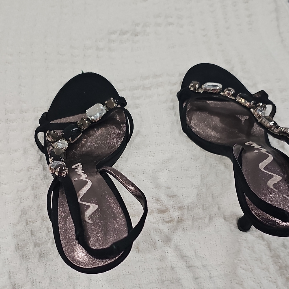 Zara Black Sandals with Crystal Accents
